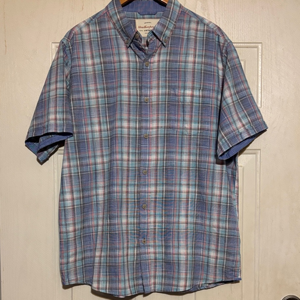 Weatherproof Men's Casual Blue Plaid‎ Shirt